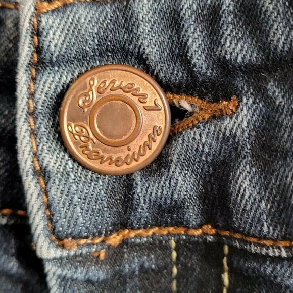 Seven7 Skinny Jeans Size 30 30X28 Blue Lightly Distressed Stretch Denim - Picture 3 of 11